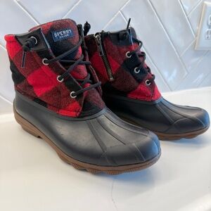 Sperry Women's Syren Gulf Buffalo Red Plaid Rain/ Winter Boots 7.5 Waterproof